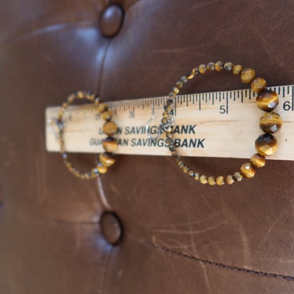 Chan Luu Tiger's Eye (70+) front facing hoops earrings 2" wide and long drops - Picture 12 of 13